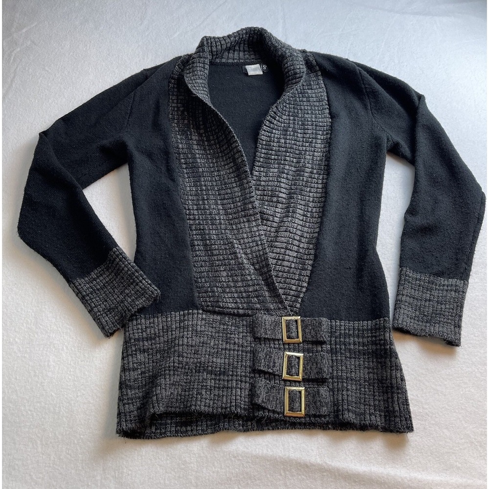 Venus V Neck Black Gray Sweater Size S